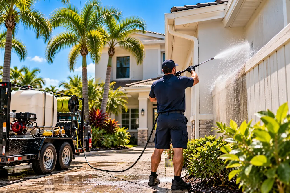 Fence pressure washing, clean versus dirty boards